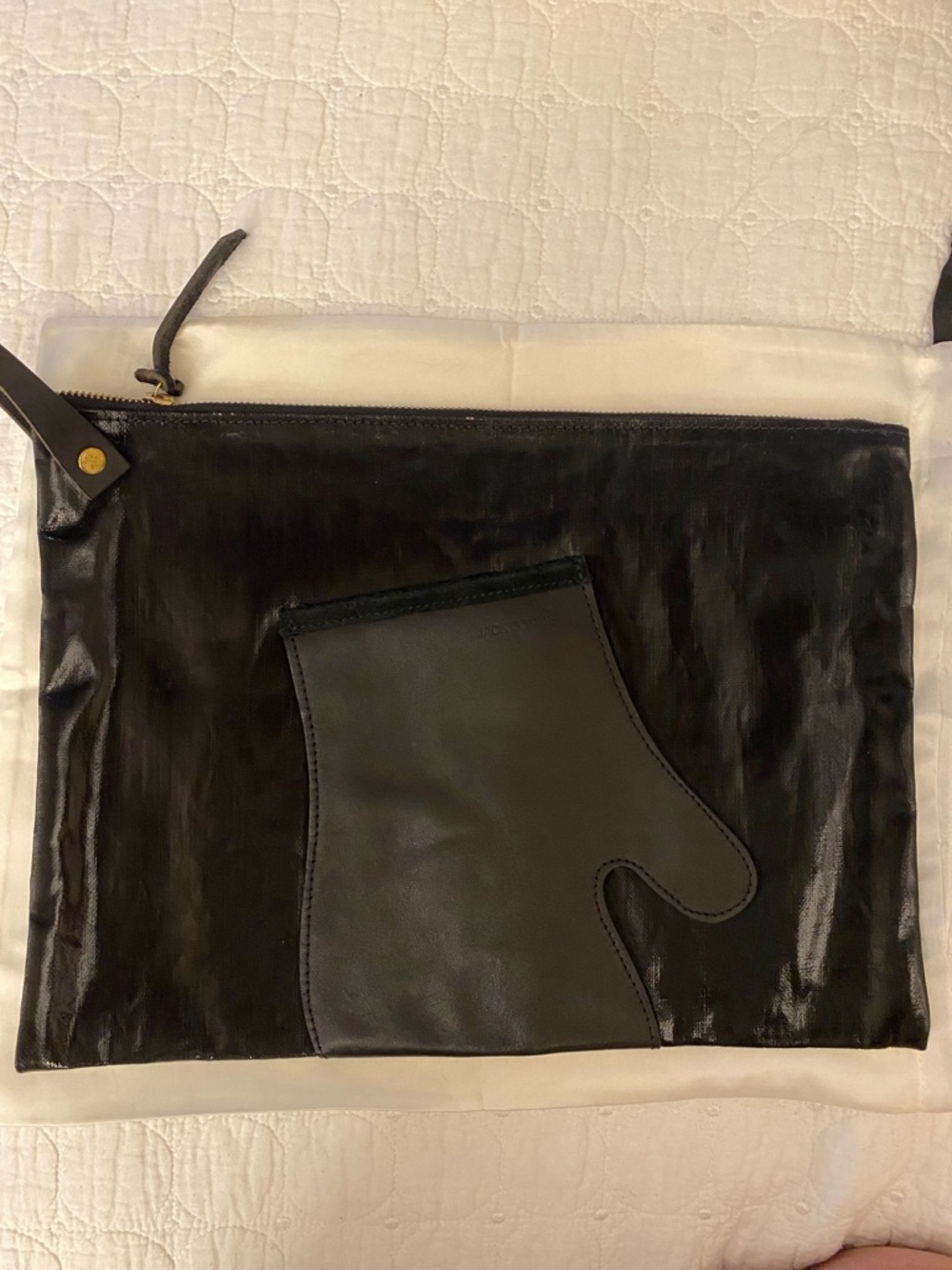 Jack Gomme Black Leather Glove Patch Clutch